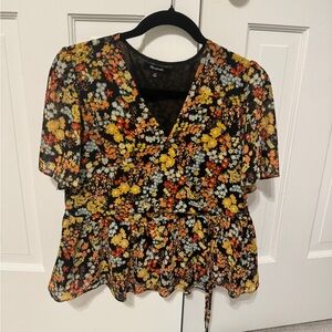 Madewell floral peplum wrap top in flower garden - size XS